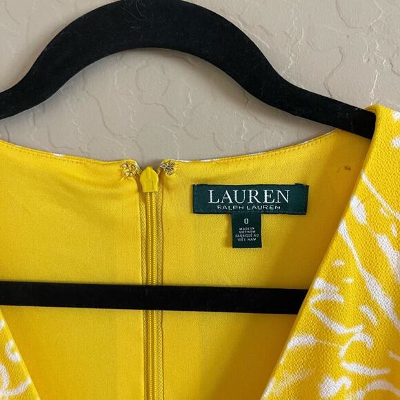 Ralph Lauren Lemon Yellow Tiered Wrap Midi Dress - Picture 5 of 6